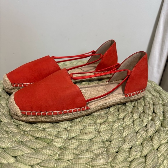 Eileen Fisher Lee Tangelo Orange Tumbled Nubuck D’Orsay Espadrille Flats NWOB - Picture 10 of 13